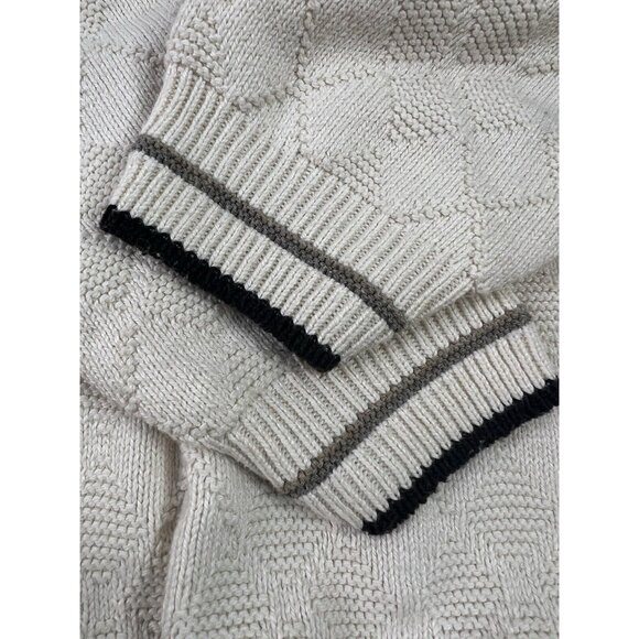 Vintage Scottish Isle V-Neck Cream Golf Cable Knit Cardigan Men's Size M Preppy - Picture 8 of 11